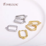 DIY Square Shape Zircon Earring Clasp Hook 18K Plated