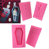 3D Cross Coffin Skeleton Skull Silicone Mold for Resin Art Craft