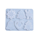 DIY Crystal Epoxy Mold 6-cell Christmas Snowflake Elk Pendant Keychain Set