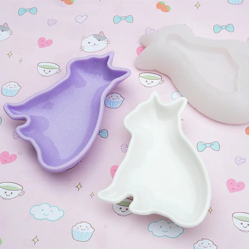 Epoxy Resin Mirror Bulldog Dog Dish Silicone Mold Craft