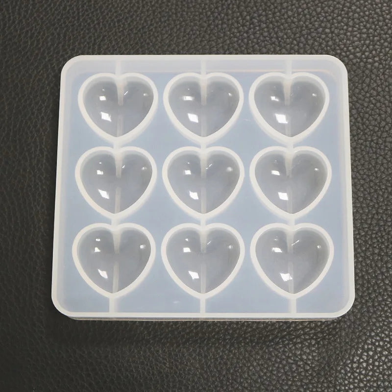 DIY Crystal Epoxy Resin Mold 9 Hole Pendant Love Mirror Silicone Mold