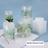 Crystal Epoxy Resin Mold Bottle Storage Jar With Lid Silicone Mold