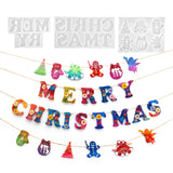 Christmas Flag Letter Merry Christmas Mirror Silicone Mold