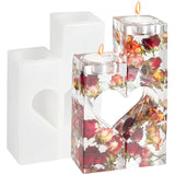 Crystal Epoxy Resin Mold Cuboid Love Candle Holder Silicone Mould