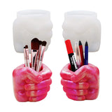 Hand Fist Pen Holder Silicone Mold DIY Crystal Epoxy Resin Flower Vase Storage