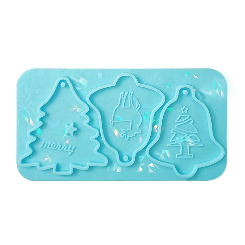 Holographic Christmas Silicone Mold for DIY Pendant Decoration