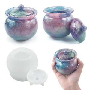 DIY Crystal Epoxy Resin Mold Jar with Lid Candy Jewelry Storage Box Mold