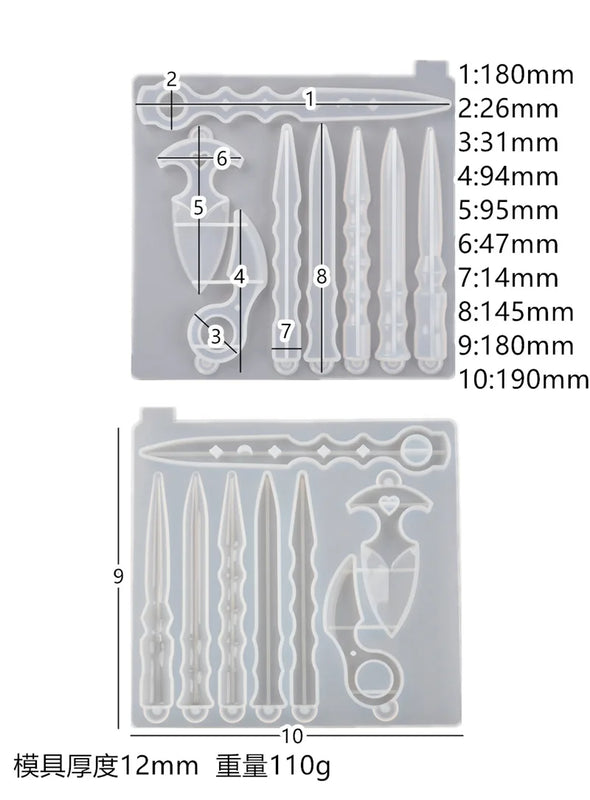DIY Crystal Epoxy Resin Mold Magic Wand Silicone Keychain Mirror Mold