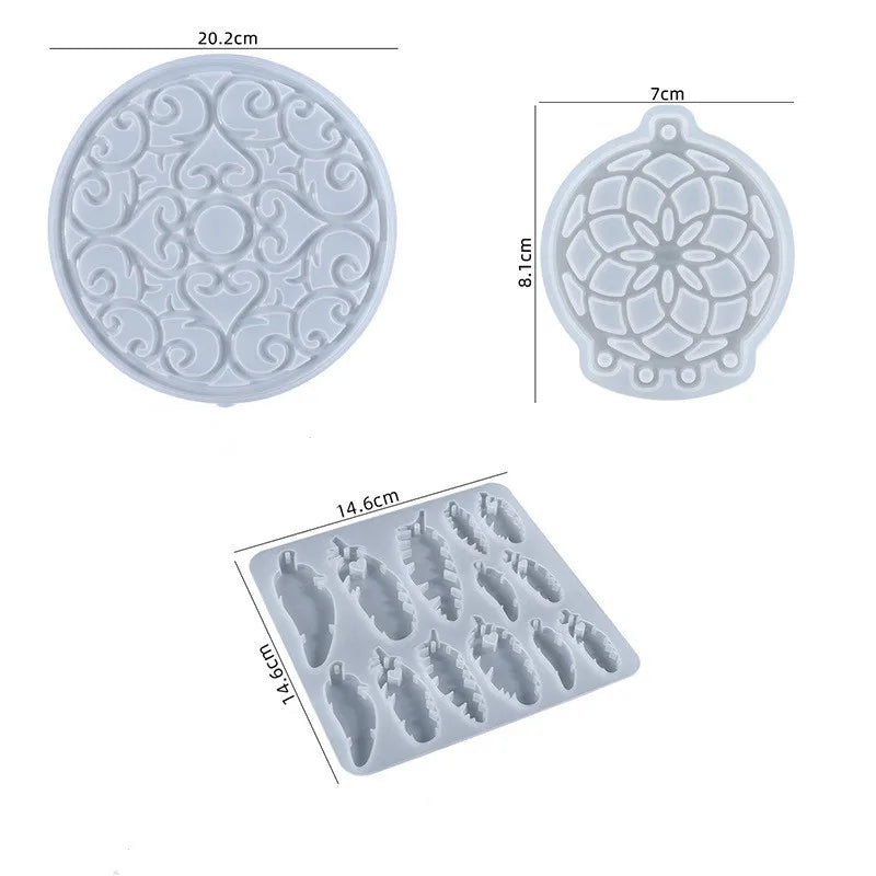 Round Snow Feather Dream Catcher Wind Chime Silicone Mold