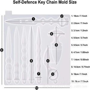 Crystal Epoxy Resin Mold Self Defense Keychain Silicone Mold