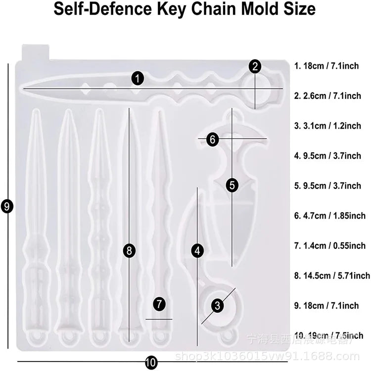 Crystal Epoxy Resin Mold Self Defense Keychain Silicone Mold