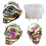 Crystal Epoxy Resin Mold Skull Snake Head Double Snake Mirror Silicone Mold