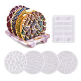 DIY Crystal Epoxy Resin Mold Wave Round Coaster Storage Tray Base 5 Piece Set