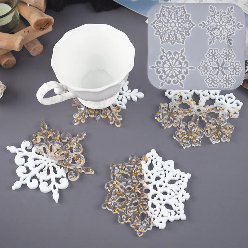 DIY Snowflake Coaster Silicone Mold for Resin