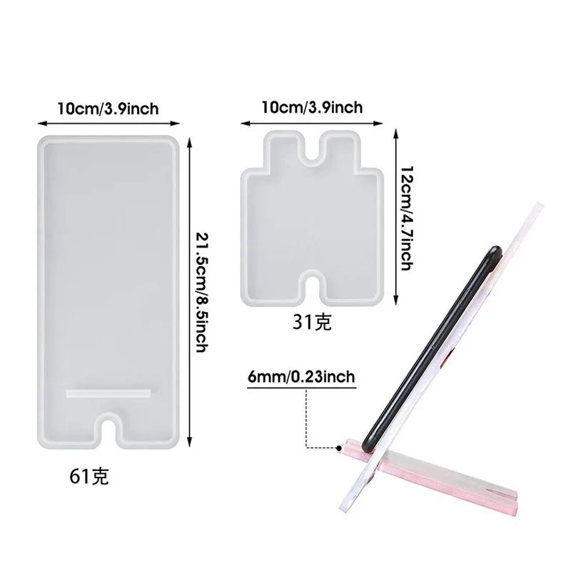 Crystal Epoxy Resin Silicone Mold Mirror Phone Holder Epoxy Resin Mold