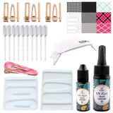 DIY Crystal Epoxy Set with Hair Clips Mold for Hair Styling UV Resin