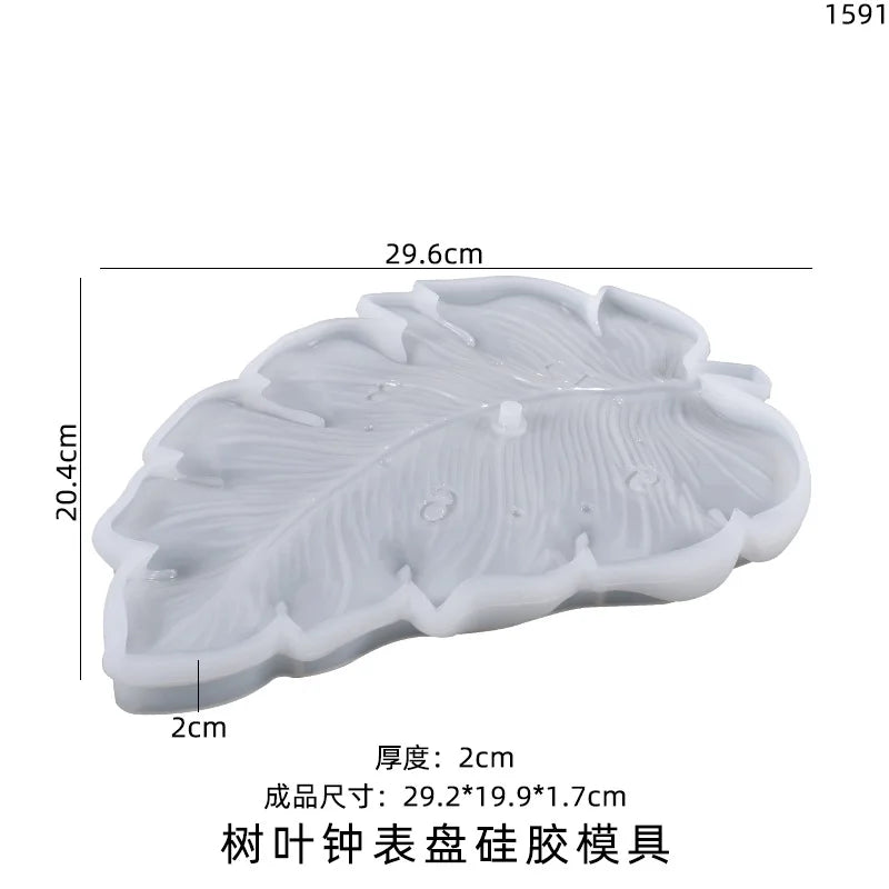 Large Leaves Clock Epoxy Silicone Mold for Resin Casting