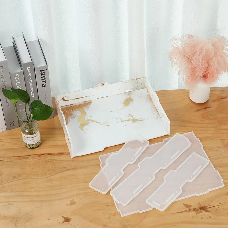 Crystal Resin Epoxy Mold Desktop Folder Storage Box Silicone Mold Stationery Box