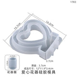 DIY Crystal Silicone Mold Hexagon Heart Shaped Love Flower Pot Decoration