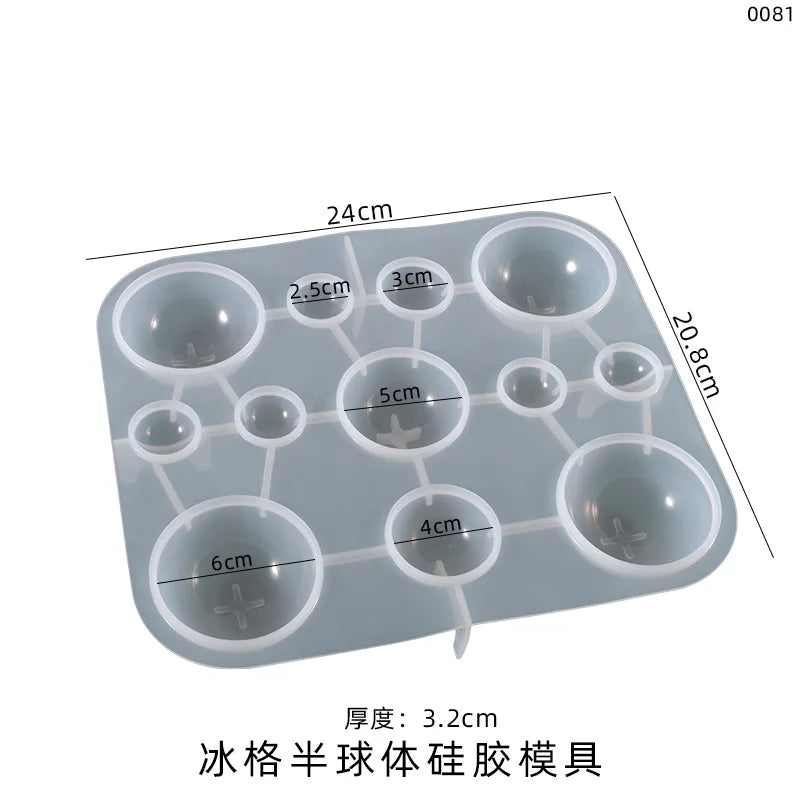 Crystal Silicone Mold Semi-round Sphere Jewelry Pendant Resin Casting Mould