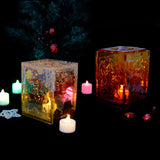 DIY Crystal Silicone Mold Square Christmas Lantern Bell Deer Candle Mold