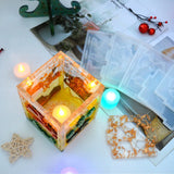 DIY Crystal Silicone Mold Square Christmas Lantern Bell Deer Candle Mold