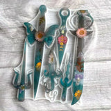 Crystal Sword Defense Key Fob Hanging Keychain Silicone Mold