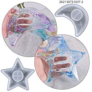 DIY Silicone Resin Mold Star Moon Candle Holder Base Home Decoration