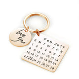 Engraving Date Keychain Calendar Birthday Anniversary Creative DIY