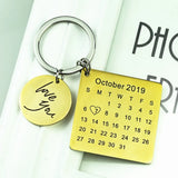 Engraving Date Keychain Calendar Birthday Anniversary Creative DIY