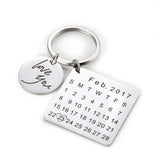 Engraving Date Keychain Calendar Birthday Anniversary Creative DIY