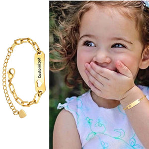 Engraving Heart Bracelets for Kids - Stainless Steel Bar Bracelet
