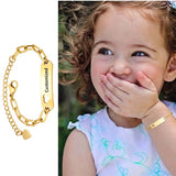 Engraving Heart Bracelets for Kids - Stainless Steel Bar Bracelet
