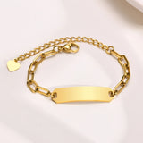 Engraving Heart Bracelets for Kids - Stainless Steel Bar Bracelet