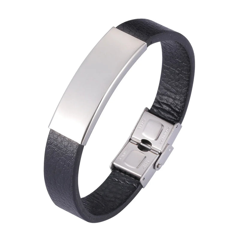 Personalized Men's Stainless Steel Engraved Name Medical ID Bracelets