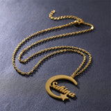 Moon Star Pendant Necklace High Stainless Steel for Ladies Jewelry Gift