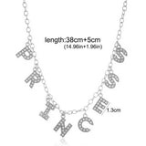 Personalized Rhinestone Letter Necklace Silver Choker