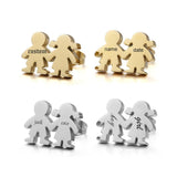 Engraved Name Stainless Steel Family Twins Birth Earrings