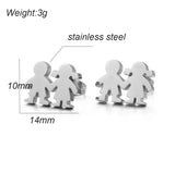 Engraved Name Stainless Steel Family Twins Birth Earrings