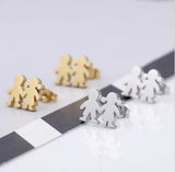 Engraved Name Stainless Steel Family Twins Birth Earrings
