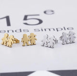 Engraved Name Stainless Steel Family Twins Birth Earrings