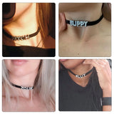 DIY Rhinestone Letters Choker Necklaces Women Girls Name Collar