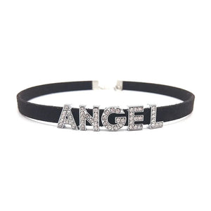 DIY Rhinestone Letters Choker Necklaces Women Girls Name Collar
