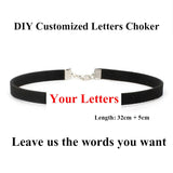DIY Rhinestone Letters Choker Necklaces Women Girls Name Collar