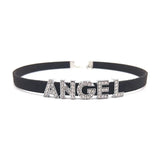 DIY Rhinestone Letters Choker Necklaces Women Girls Name Collar