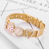 Pink Ladybug Slide Charm Bracelet 10mm Stainless Steel Mesh Bracelet