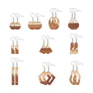 Resin & Walnut Dangle Earring Kit w/ Iron Hooks
