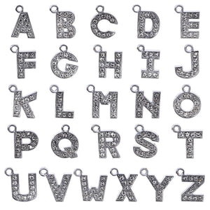 DIY Diamond-Encrusted 26 English Letters Pendant Bracelet Necklace