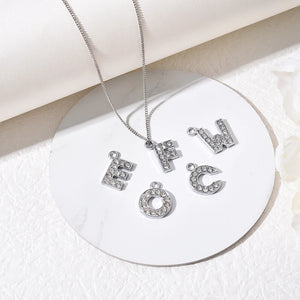 DIY Diamond-Encrusted 26 English Letters Pendant Bracelet Necklace