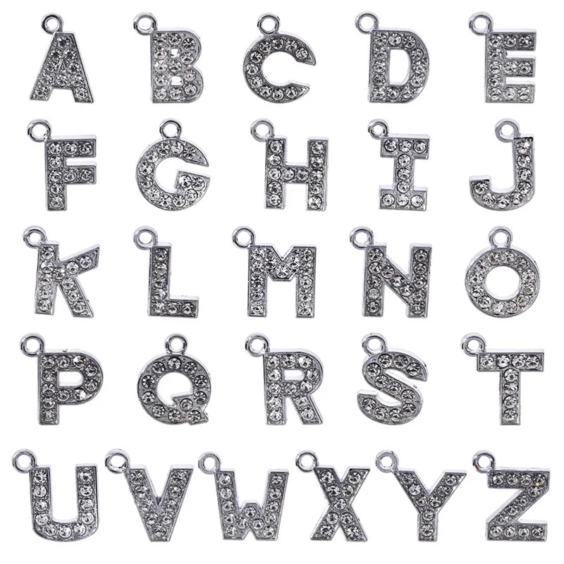DIY Diamond-Encrusted 26 English Letters Pendant Bracelet Necklace